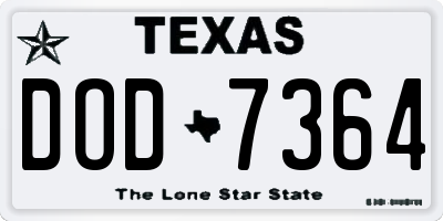 TX license plate DOD7364