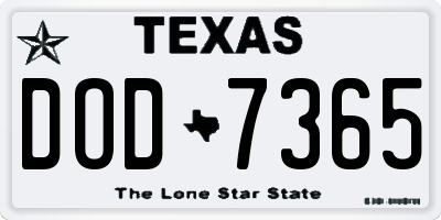 TX license plate DOD7365