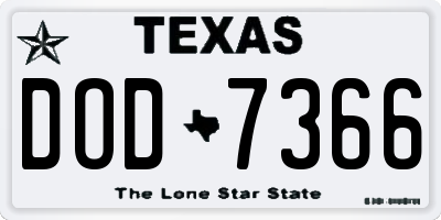 TX license plate DOD7366