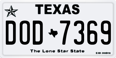 TX license plate DOD7369