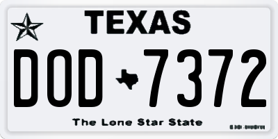 TX license plate DOD7372