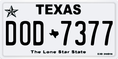 TX license plate DOD7377
