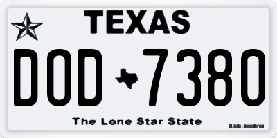 TX license plate DOD7380