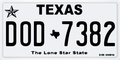 TX license plate DOD7382