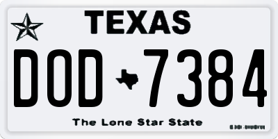 TX license plate DOD7384
