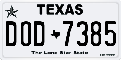TX license plate DOD7385
