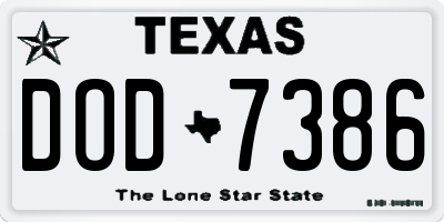 TX license plate DOD7386