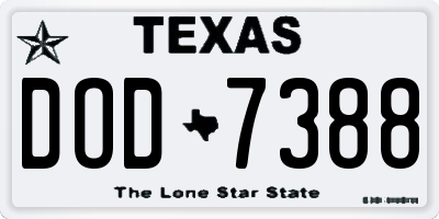 TX license plate DOD7388