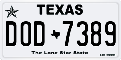 TX license plate DOD7389