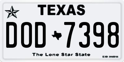 TX license plate DOD7398