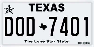 TX license plate DOD7401