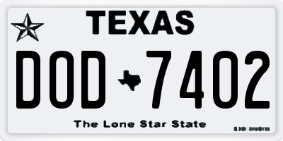 TX license plate DOD7402