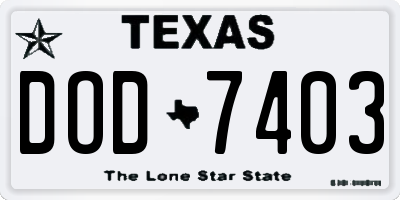 TX license plate DOD7403
