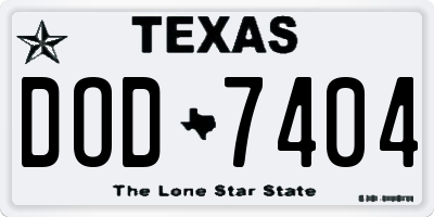 TX license plate DOD7404