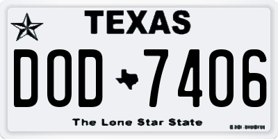 TX license plate DOD7406