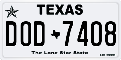 TX license plate DOD7408