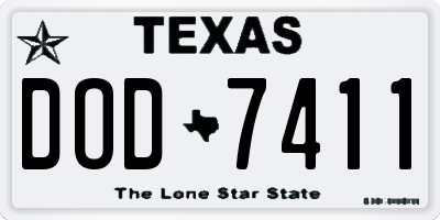 TX license plate DOD7411