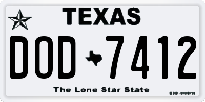 TX license plate DOD7412