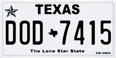 TX license plate DOD7415