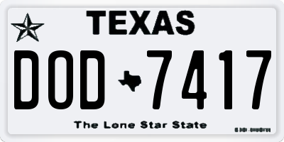 TX license plate DOD7417