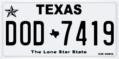 TX license plate DOD7419