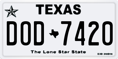 TX license plate DOD7420