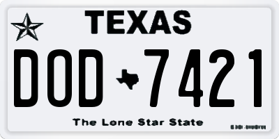 TX license plate DOD7421