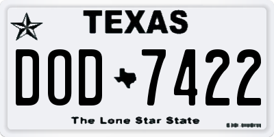 TX license plate DOD7422