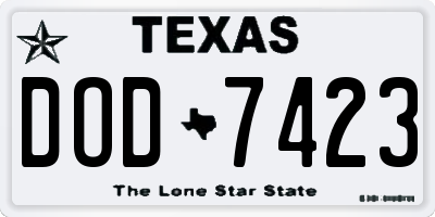 TX license plate DOD7423