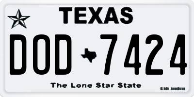 TX license plate DOD7424