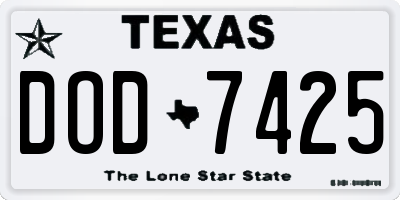 TX license plate DOD7425
