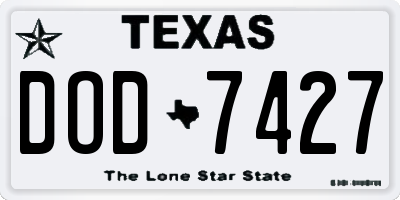 TX license plate DOD7427