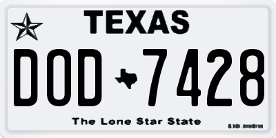 TX license plate DOD7428