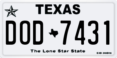 TX license plate DOD7431