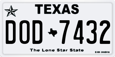 TX license plate DOD7432