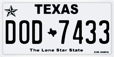 TX license plate DOD7433