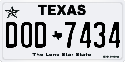 TX license plate DOD7434