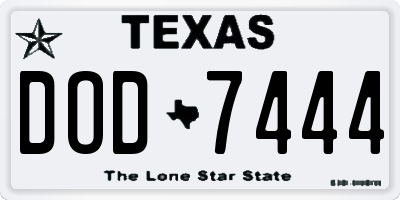 TX license plate DOD7444