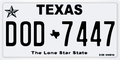 TX license plate DOD7447