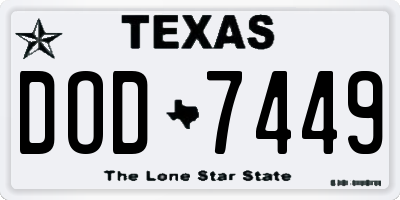 TX license plate DOD7449