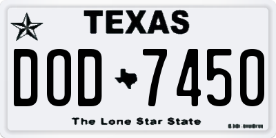 TX license plate DOD7450
