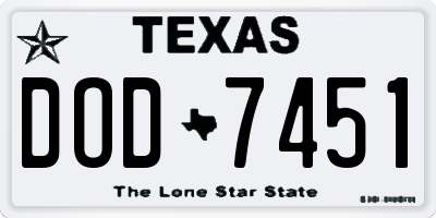 TX license plate DOD7451