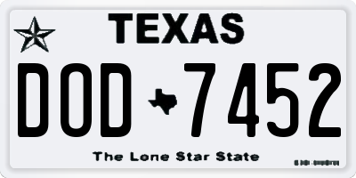 TX license plate DOD7452