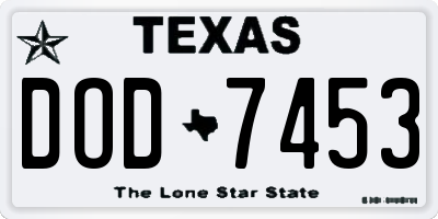 TX license plate DOD7453