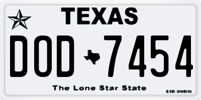 TX license plate DOD7454