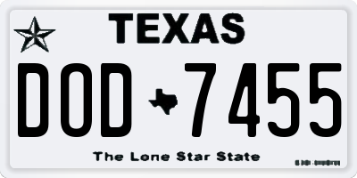 TX license plate DOD7455