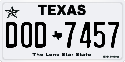 TX license plate DOD7457