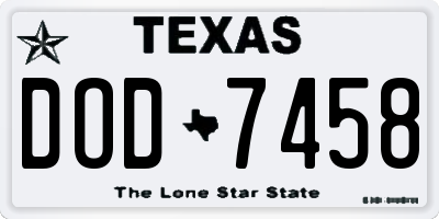TX license plate DOD7458