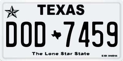TX license plate DOD7459