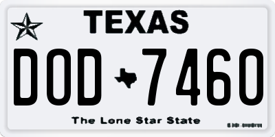 TX license plate DOD7460